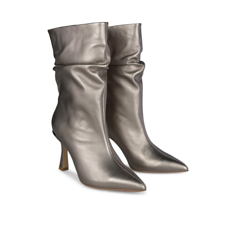 Bottines Alma En Pena Crumpled Cuir Kaki Femme | OTA-42637629